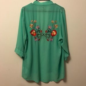 [Ya Los Angeles] Mint Green Embroidered Kimono